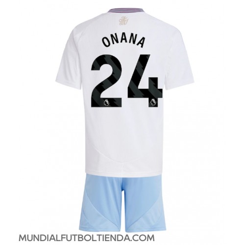 Camiseta Aston Villa Amadou Onana #24 Segunda Equipación Replica 2024-25 para niños mangas cortas (+ Pantalones cortos)